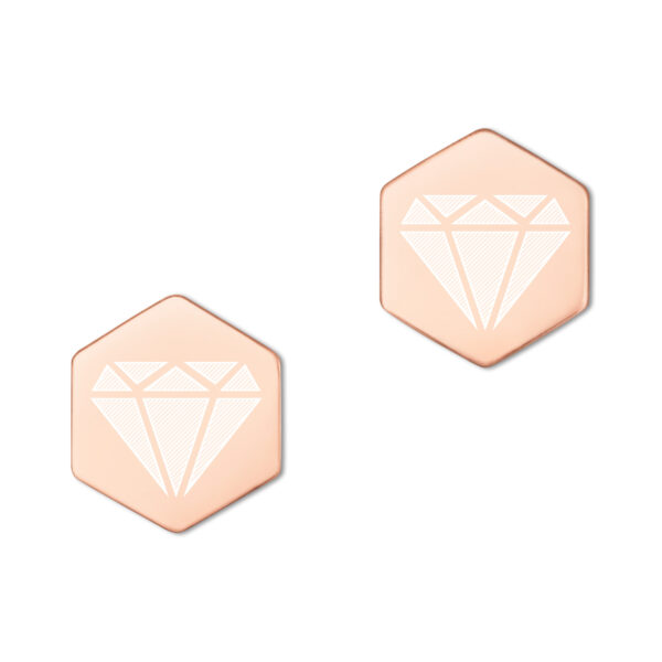 5HINee Diamond Sterling Silver Hexagon Stud Earrings - Image 2